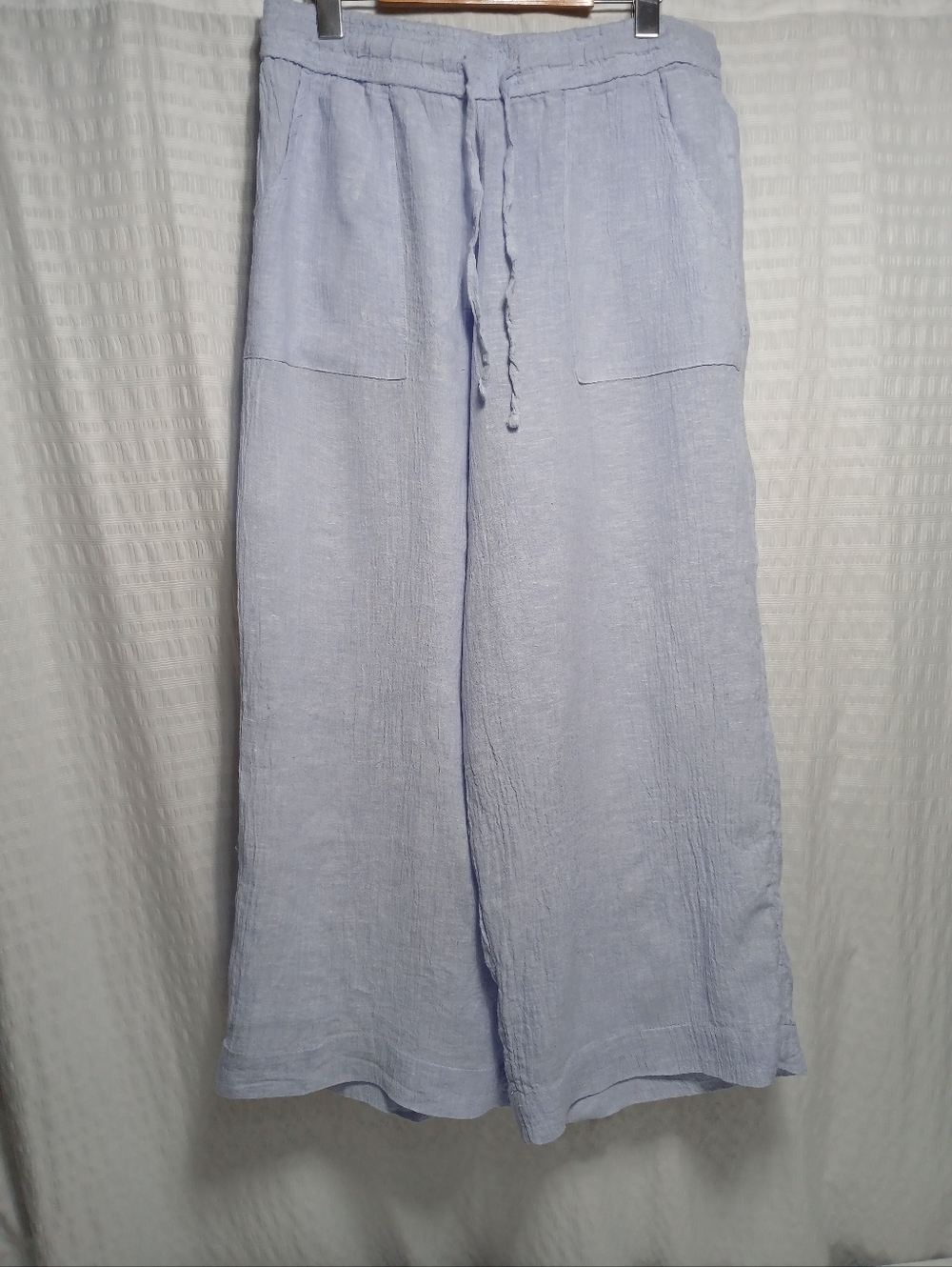 Sigrid Olsen 100% Linen Wide Leg Pull On Crop Pants. Ladies L